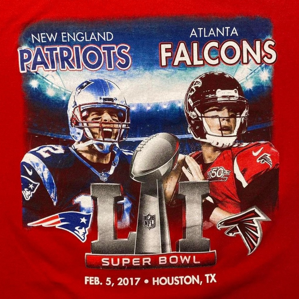 2017 Patriots vs Falcons Super Bowl football shirt - Tom Brady and Matt Ryan